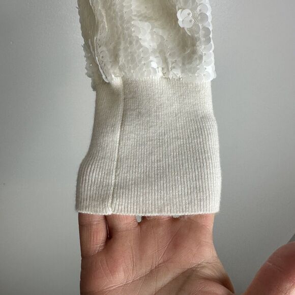 Equipment Femme Ivory Wool Blend Shane Sequined Crewneck Sweater Womens S - Picture 6 of 11